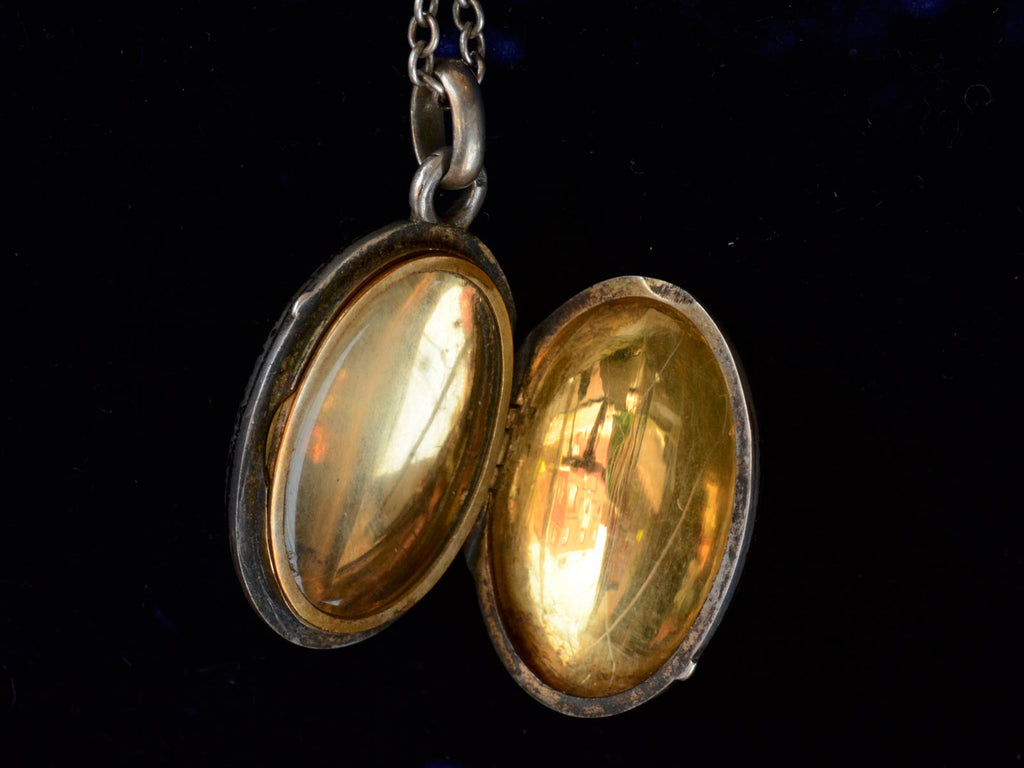 1890s French Niello Locket (locket shown open)