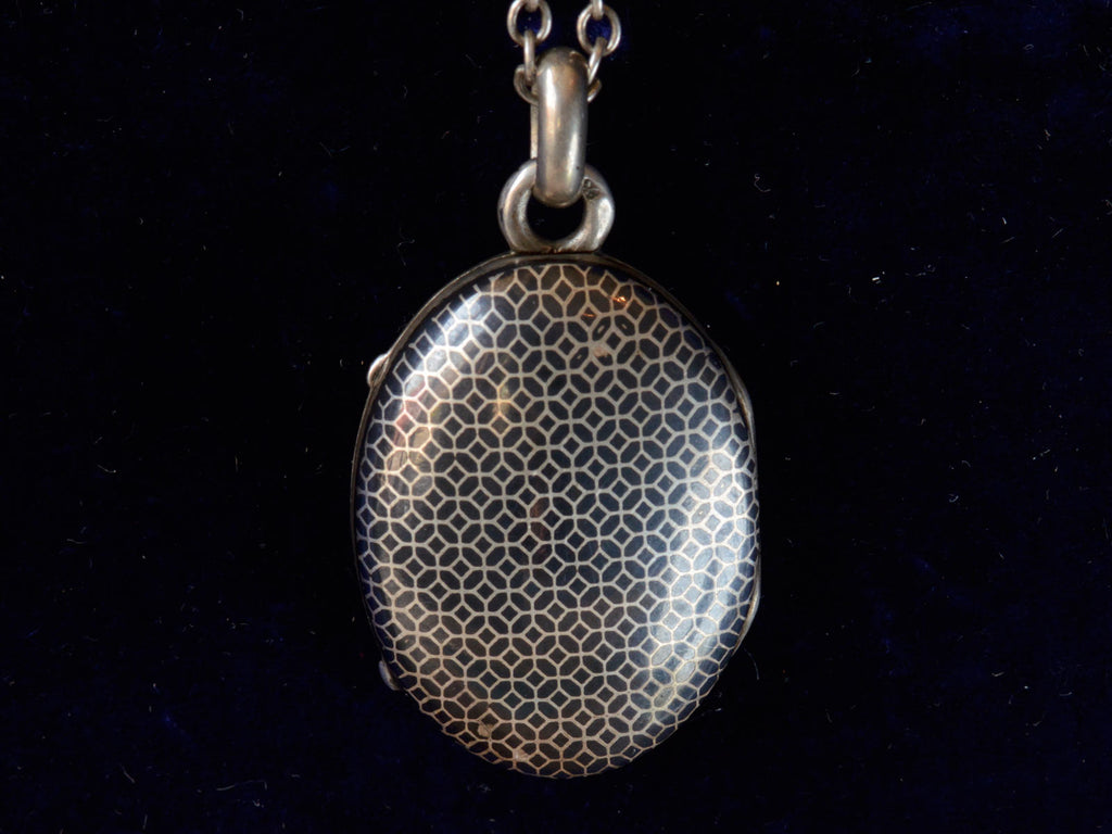 1890s French Niello Locket Necklace