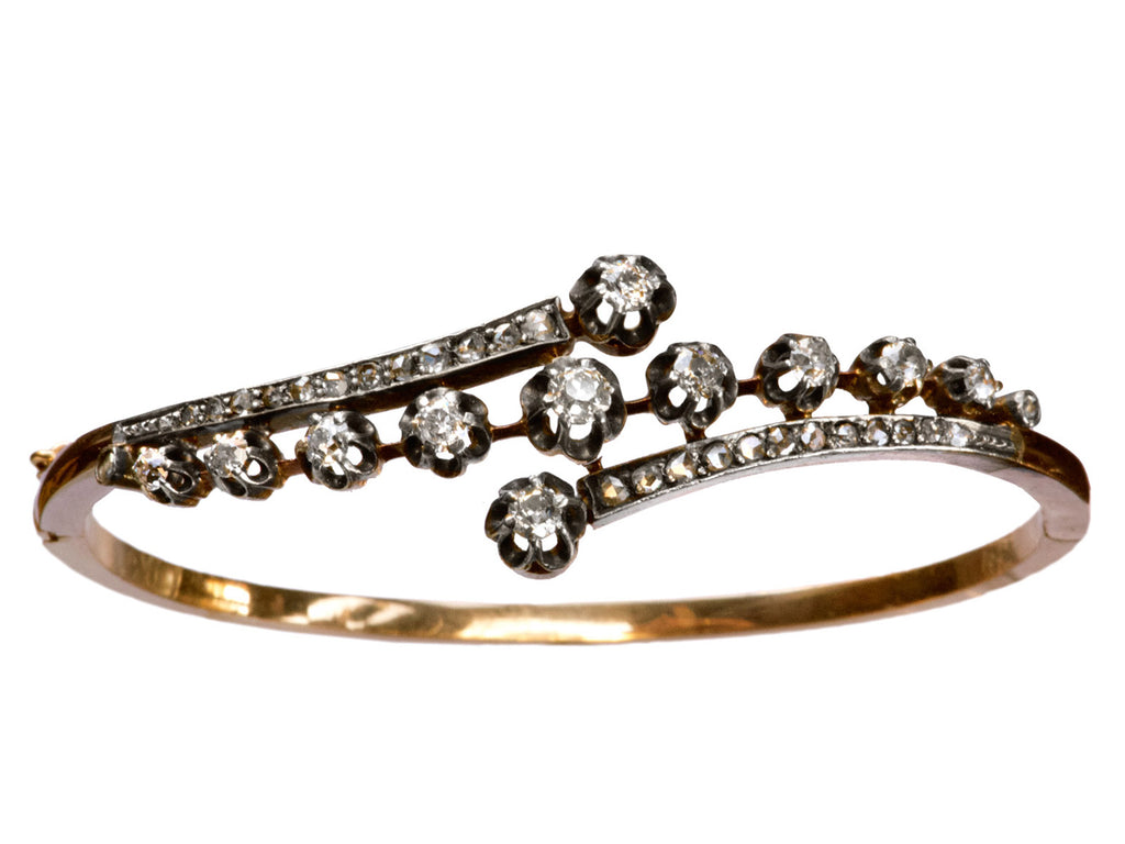 1890s Art Nouveau Diamond Bracelet (on white background)