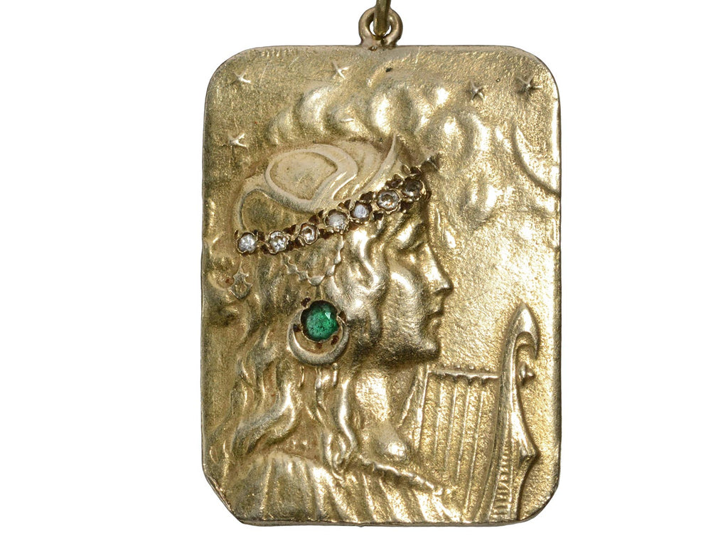 c1900 Nouveau Harpist Medal (on white background)