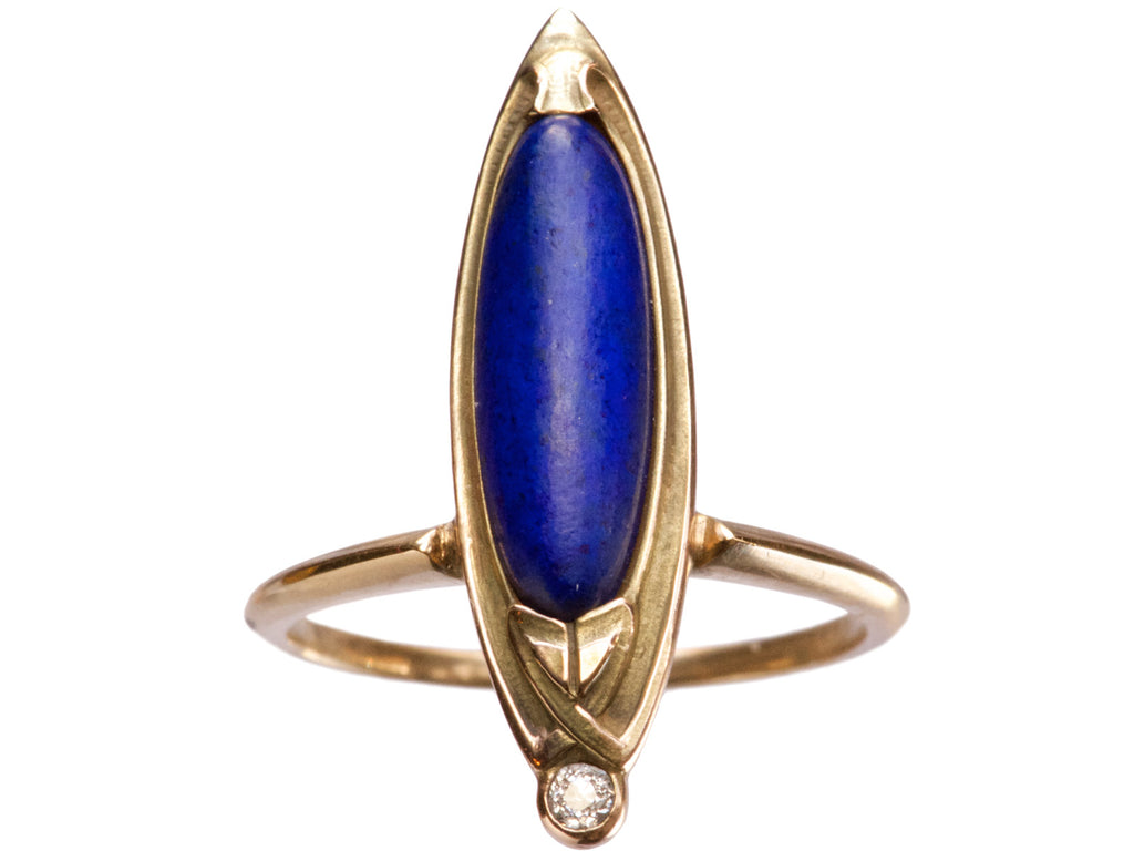 1900s Art Nouveau Lapis Ring (on white background)