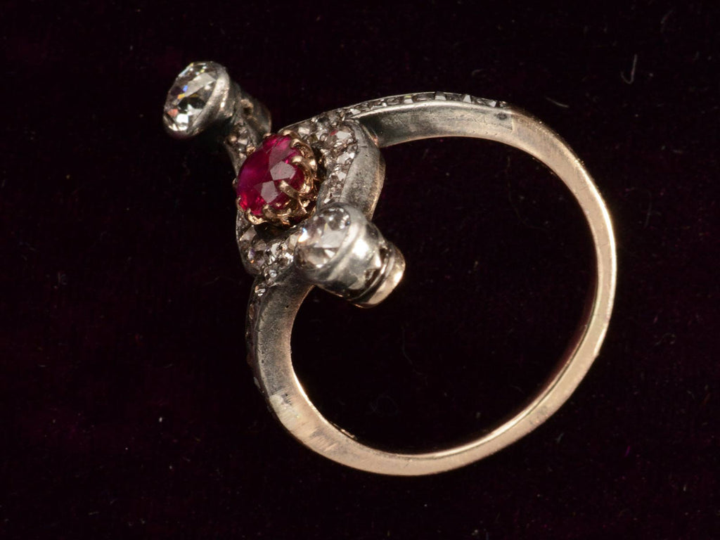 c1890 Nouveau Ruby Ring (side view)