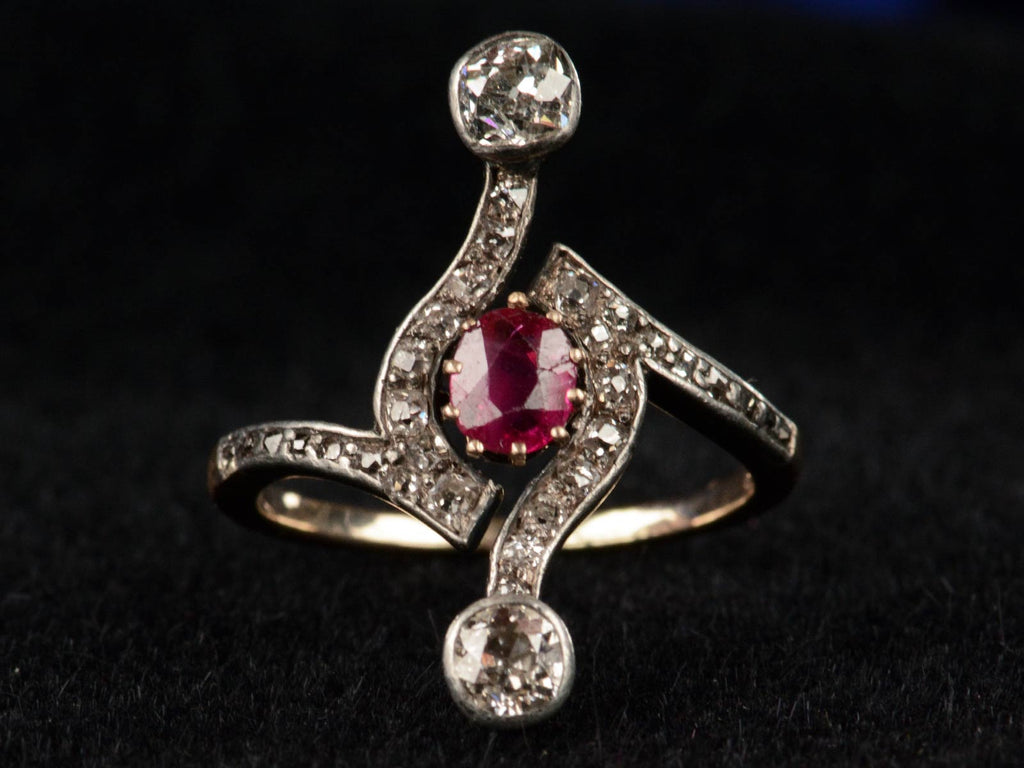 c1890 Nouveau Ruby Ring (on black background)