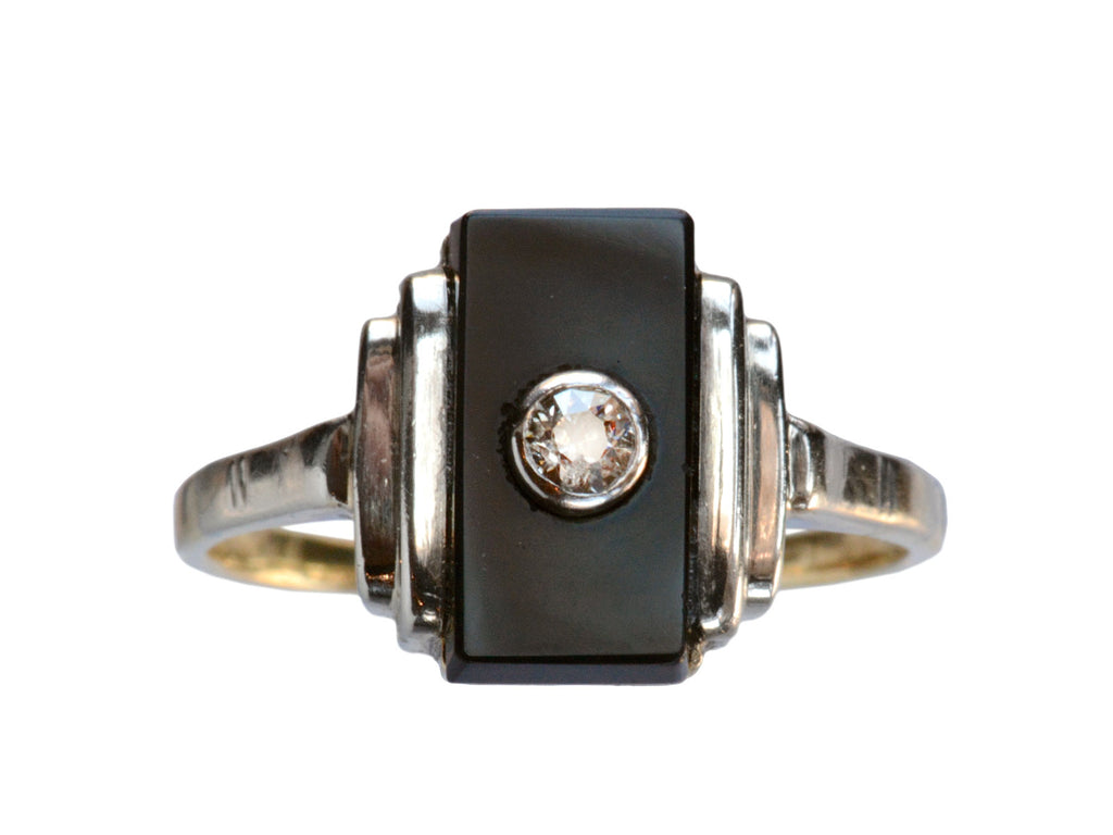 1920s Art Deco Onyx Ring (on white background)