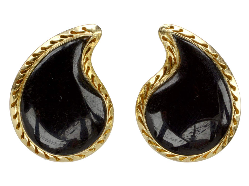 Vintage Onyx Paisley Earrings (on white background)