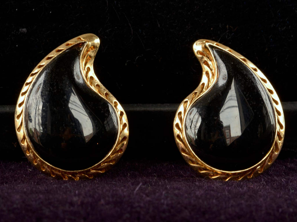Vintage Onyx Paisley Earrings
