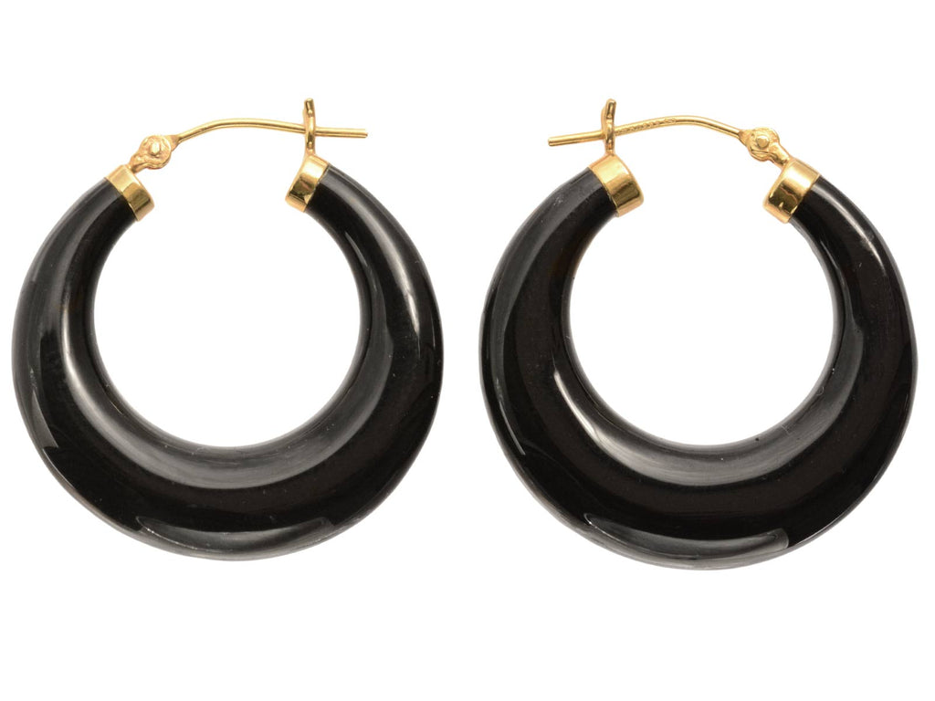 1980s Onyx Hoop Earrings (on white background)
