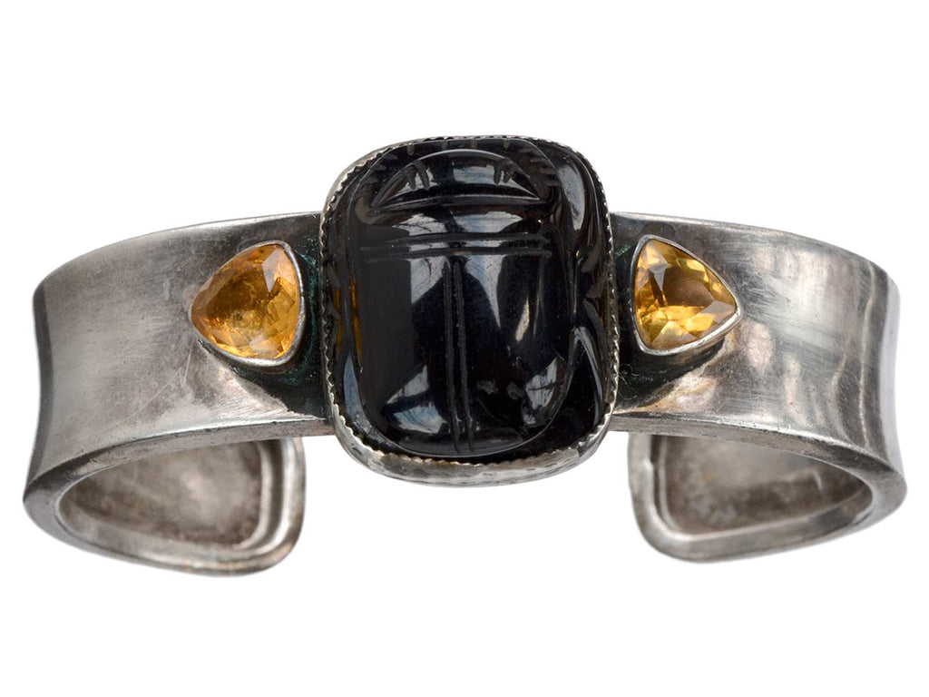 Vintage Onyx Scarab Cuff (on white background)
