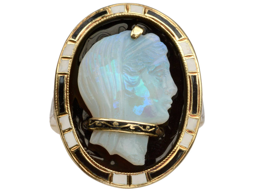 1910s Opal Cameo Ring (on white background)