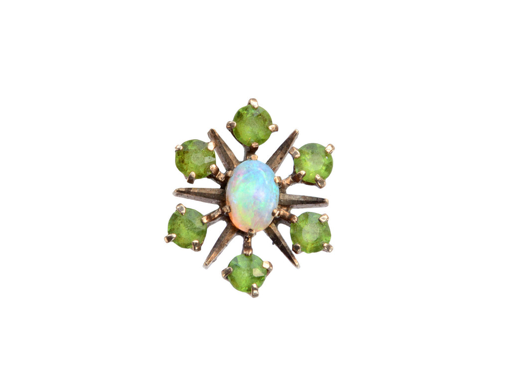 Demantoid & Opal Stud (on white background)