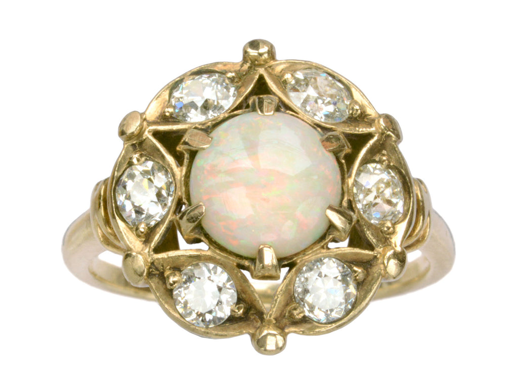 1940s Opal & Diamond Ring (on white background)