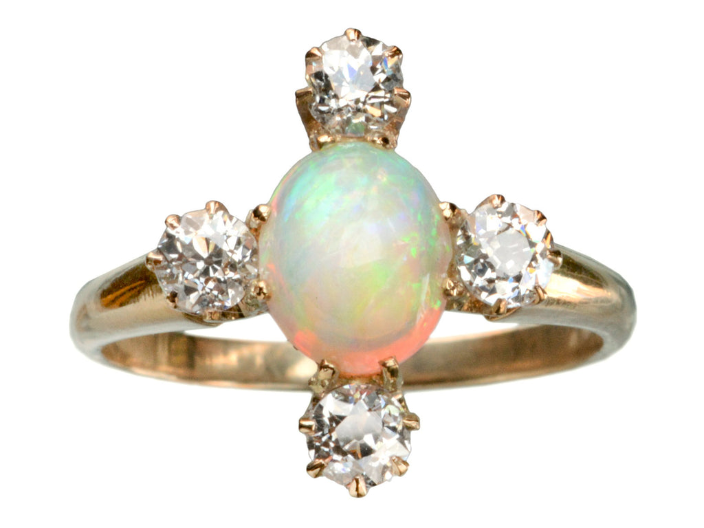 1900s Opal and Diamond Ring (on white background)