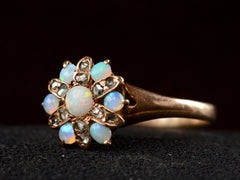 1890s Victorian Opal and Diamond Cluster Ring