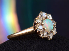 1900s Opal & Diamond Cluster Ring (side view)