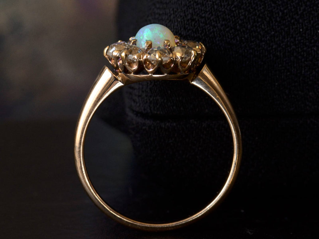 1900s Opal & Diamond Cluster Ring (profile view)
