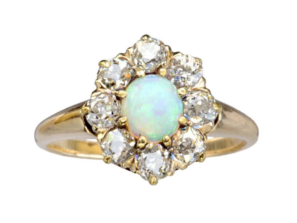 1900s Opal & Diamond Cluster Ring (on white background)