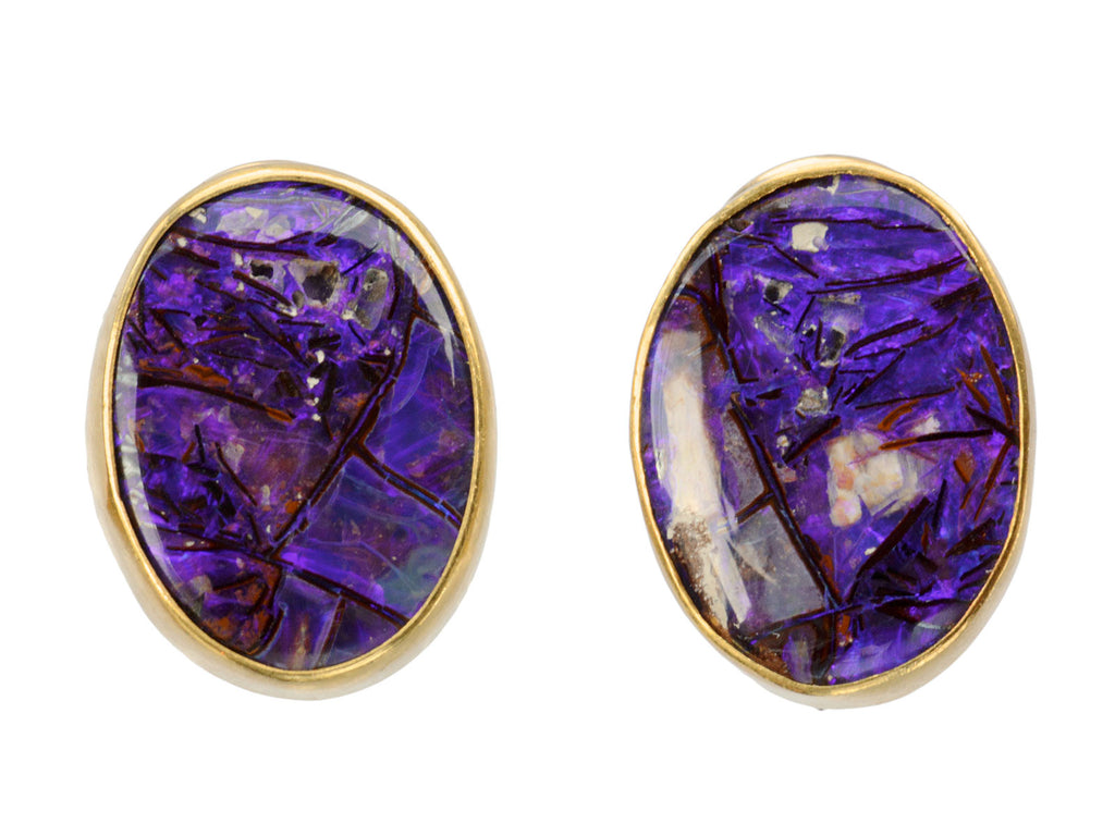 Purple Boulder Opal Earrings (on white background)