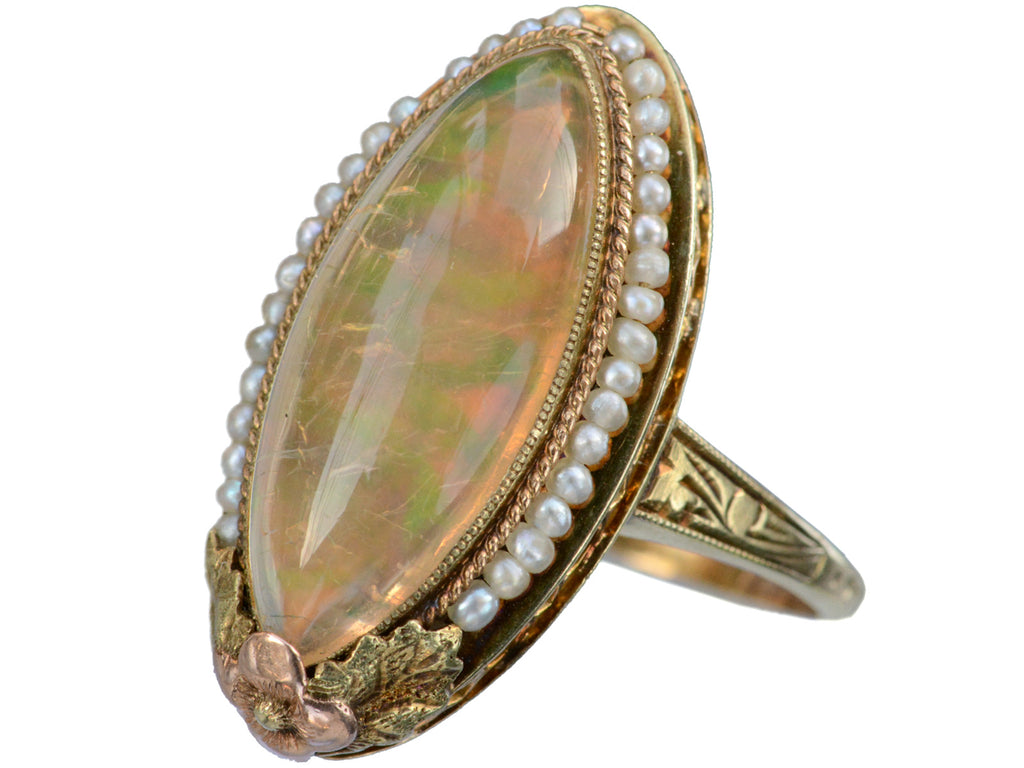 c1920 Opal & Pearl Ring (on white background)
