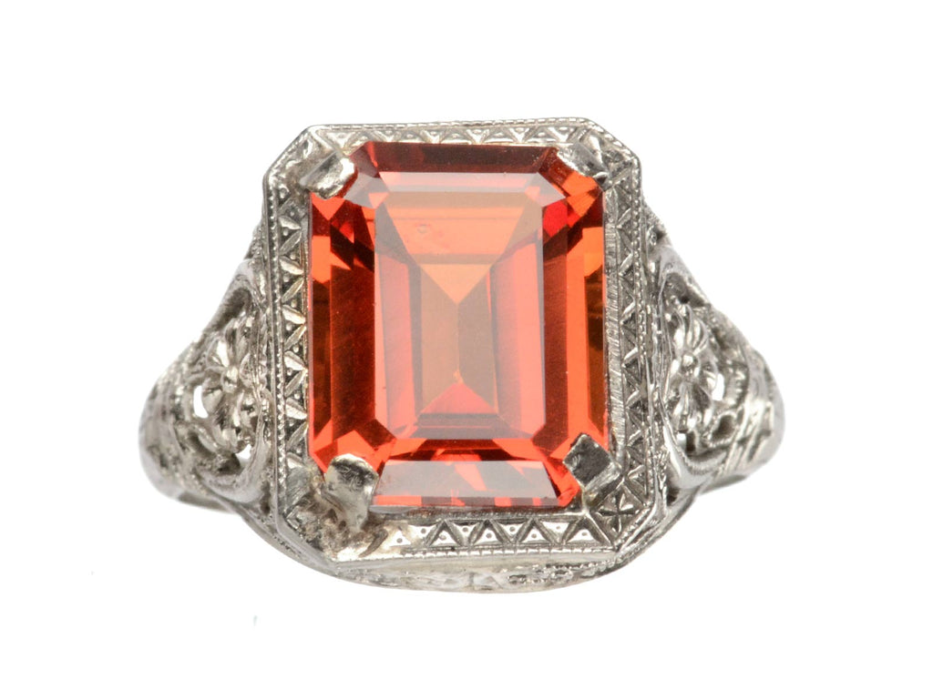 1930s Orange Filigree Ring (on white background)