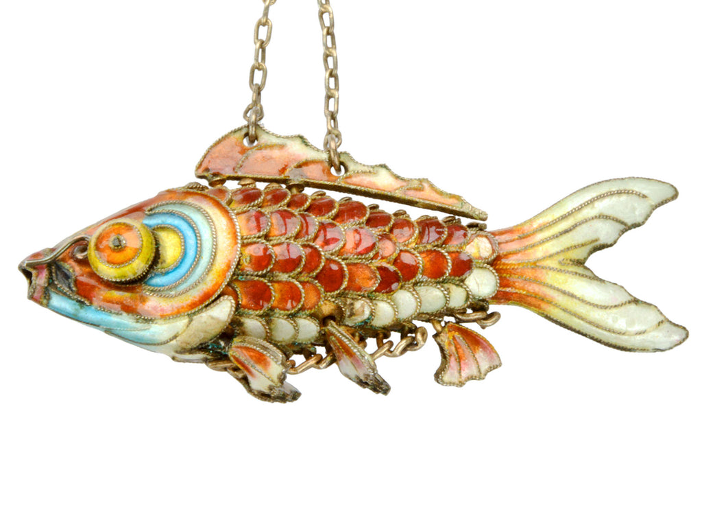 1960s Articulated Enamel Fish (on white background)