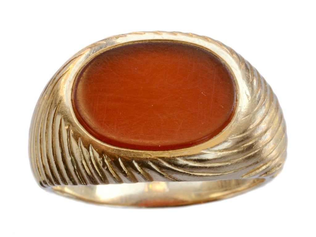 1940s Carnelian Signet Ring (on white background)