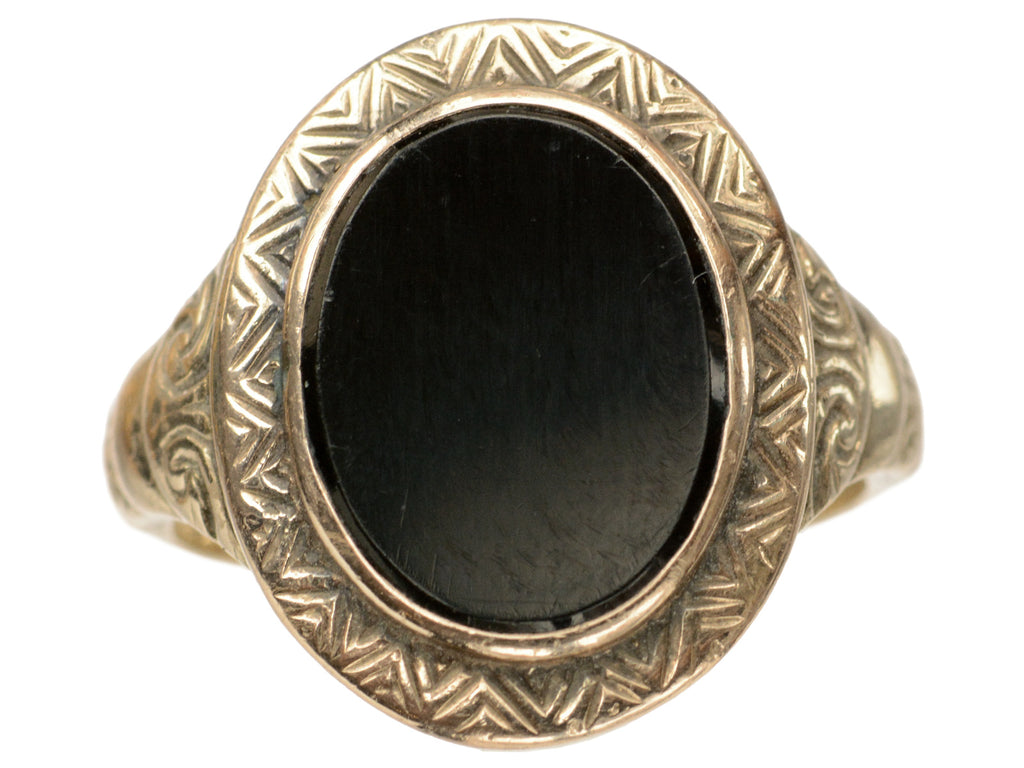 c1930 Onyx Signet Ring (on white background)