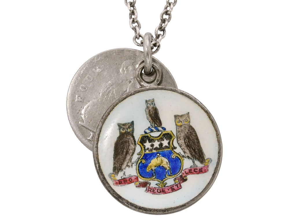 c1890 Owl and Coin Charms (on white background)