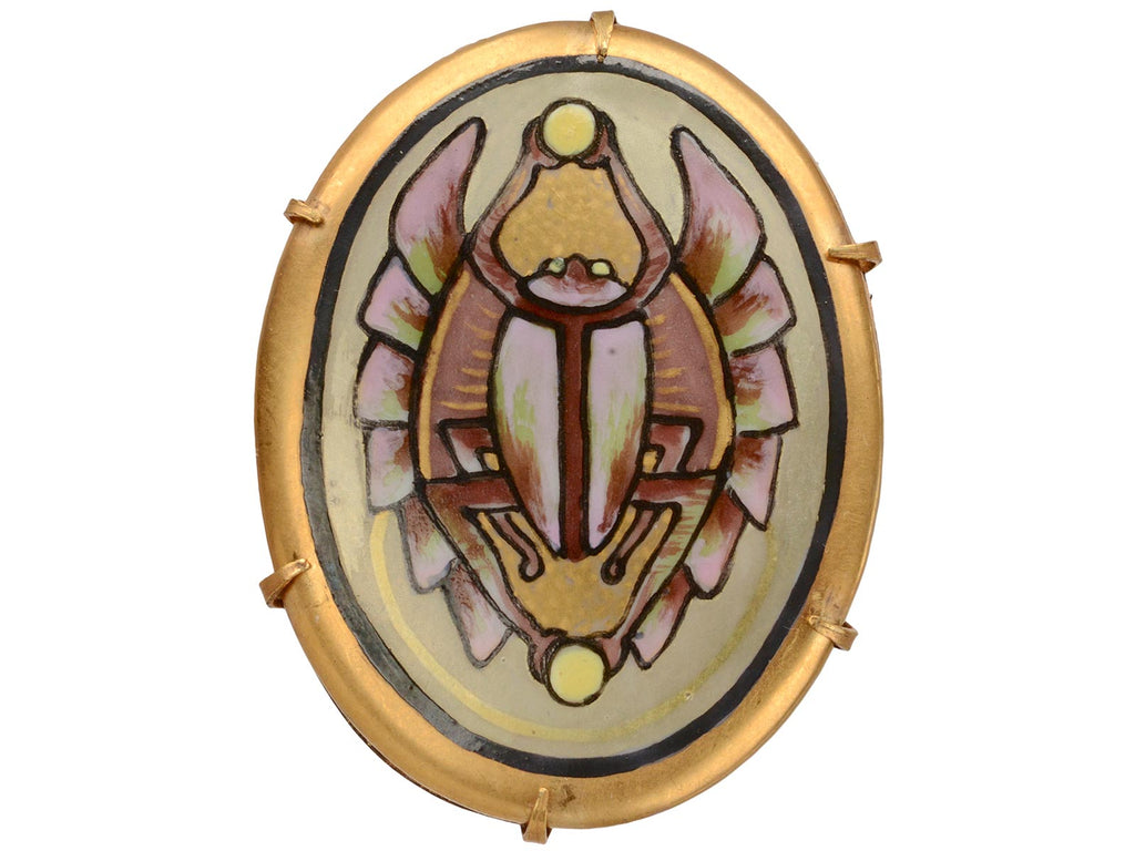 1900s Painted Scarab Pendant