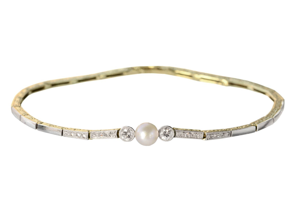 c1920 Deco Pearl Bracelet (on white background)