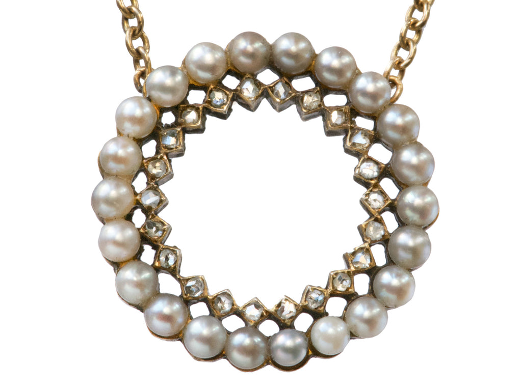 1900s Diamonds & Pearls Necklace (on white background)