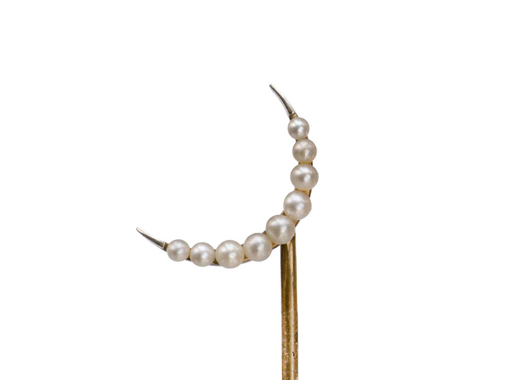 1900s Pearl Crescent Stick Pin (on white background)