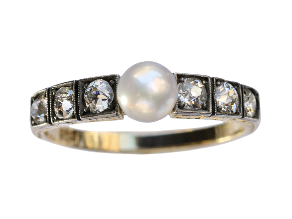 c1900 Pearl & Diamond Ring (on white background)