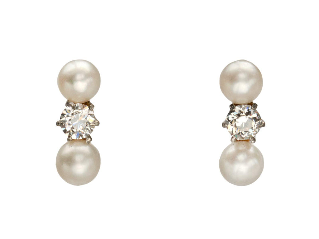 Pearl & Diamond Stud Earrings (on white background)