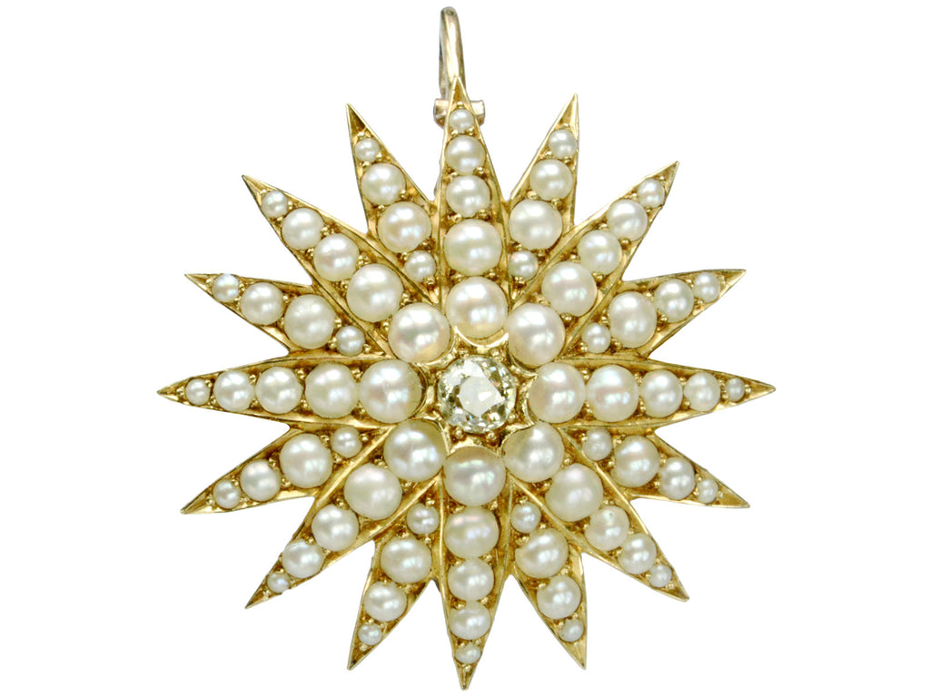 1900s Pearl & Diamond Starburst (on white background)