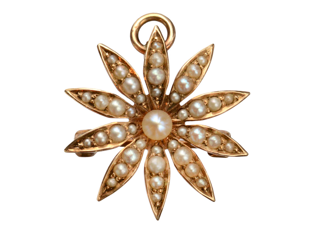 1900s Pearl Flower/Sunburst Pendant (on white background)