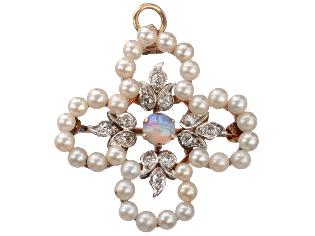 1900s Pearl & Opal Pendant (on white background)
