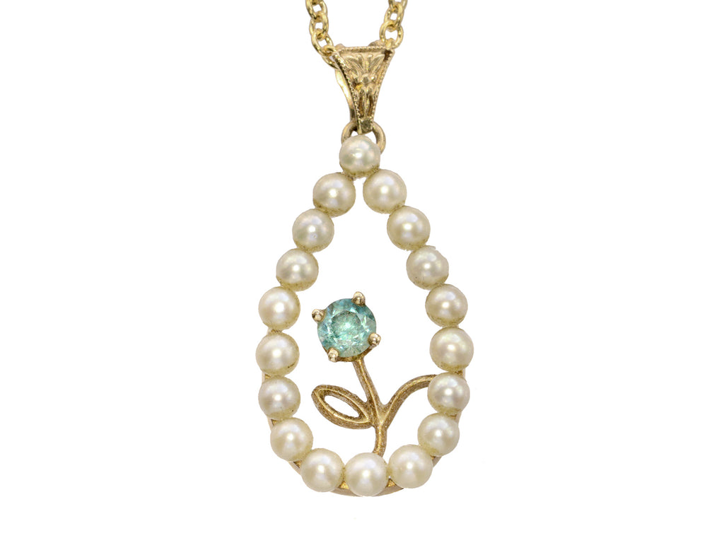 1980s Pearl Flower Pendant (on white background)