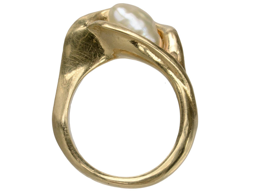 1970s Biomorphic Pearl Ring (on white background)