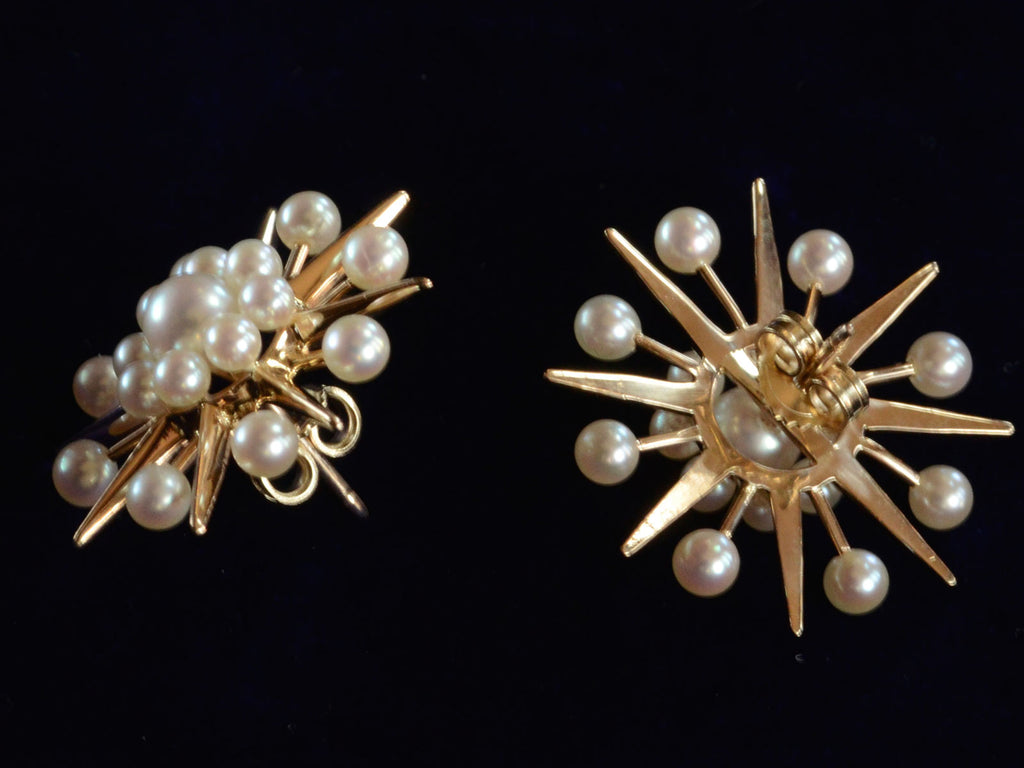 1940s Pearl Starburst Earrings (side view)