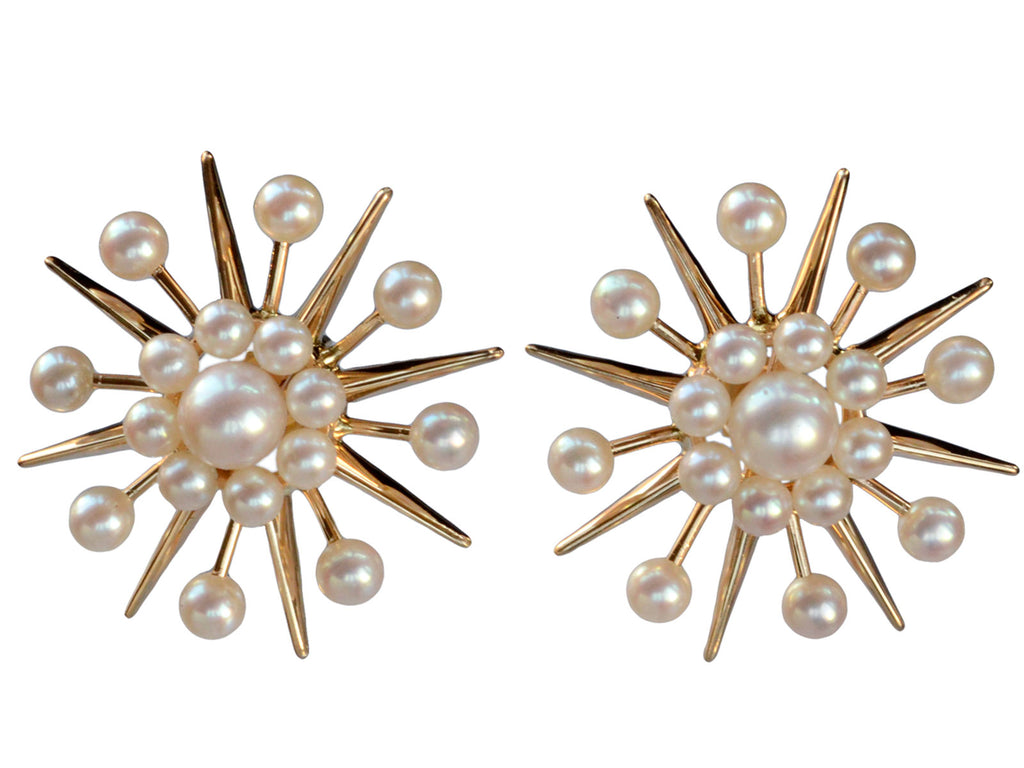 1940s Pearl Starburst Earrings (on white background)