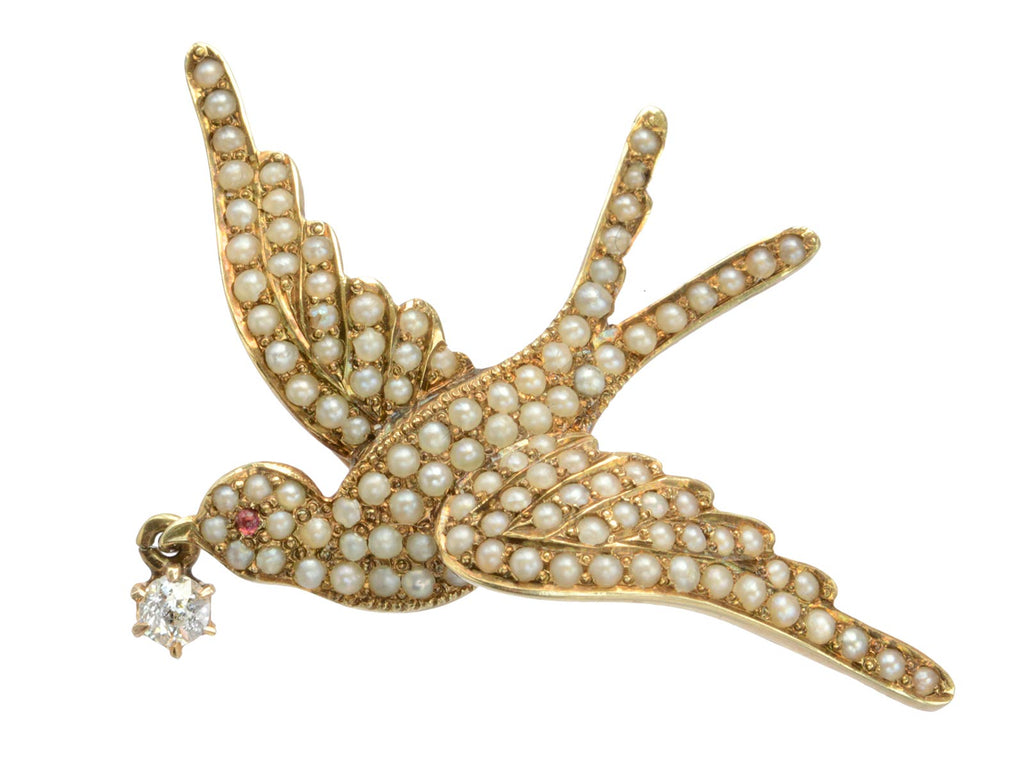 1890s Victorian Swallow Brooch (on white background)