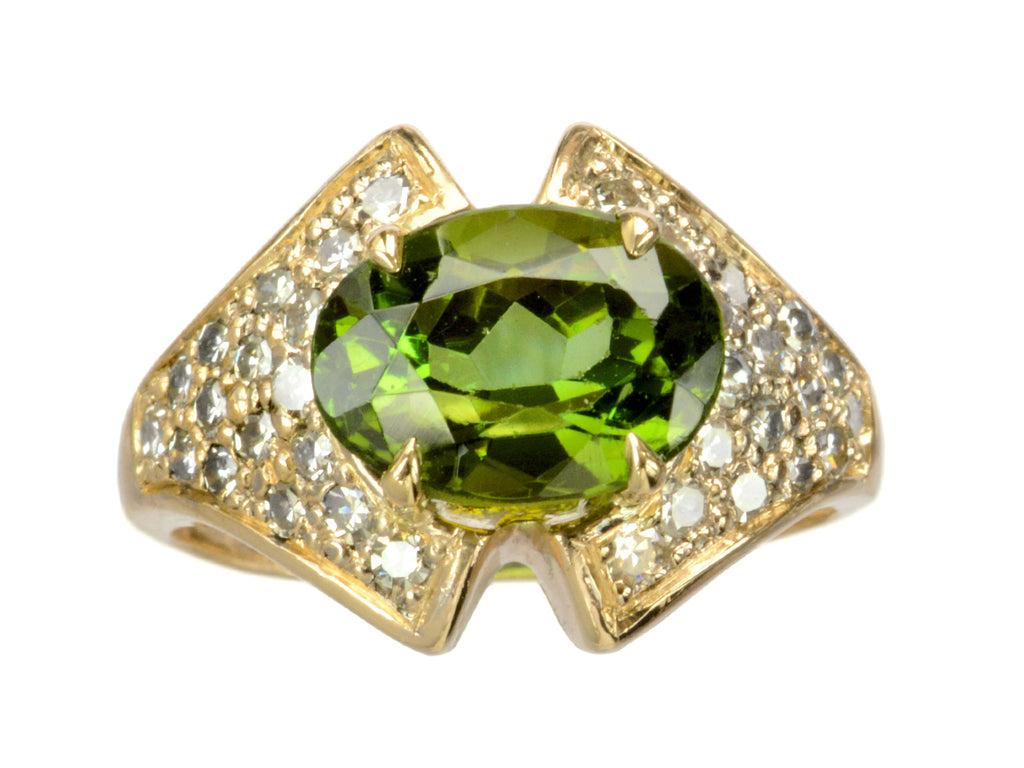 1950s Peridot & Diamond Ring (on white background)