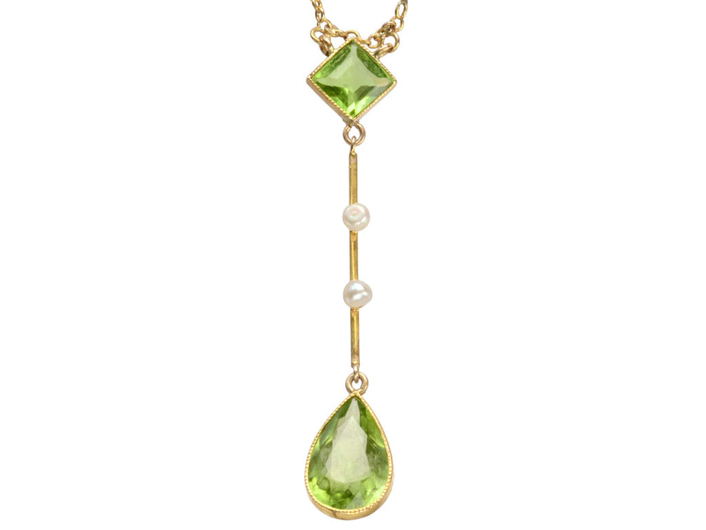 1900s Peridot Pendant Necklace (on white background)