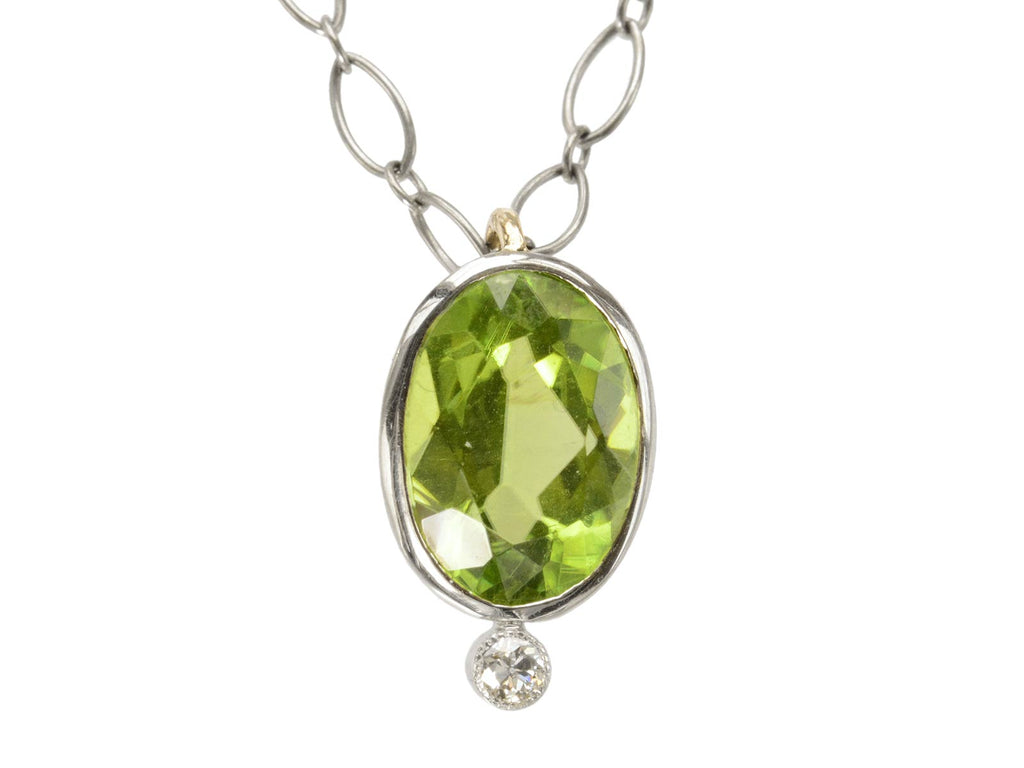 c1900 Peridot Pendant Necklace (on white background)