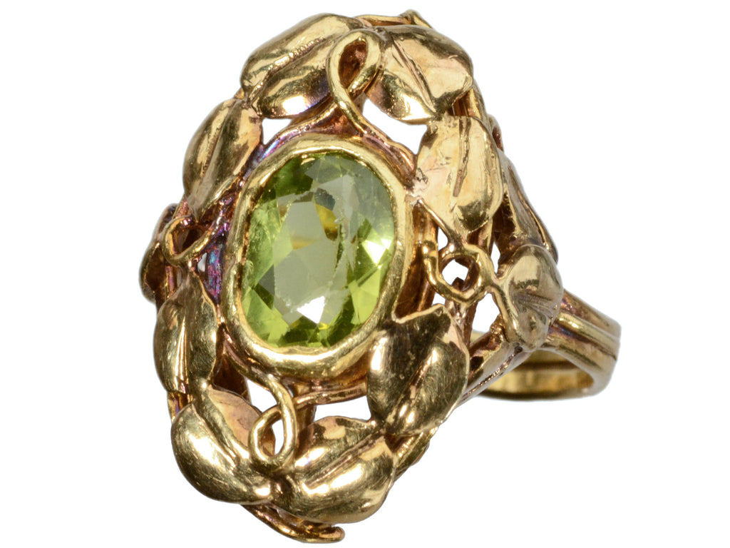 Arts & Crafts Peridot Ring (on white background)