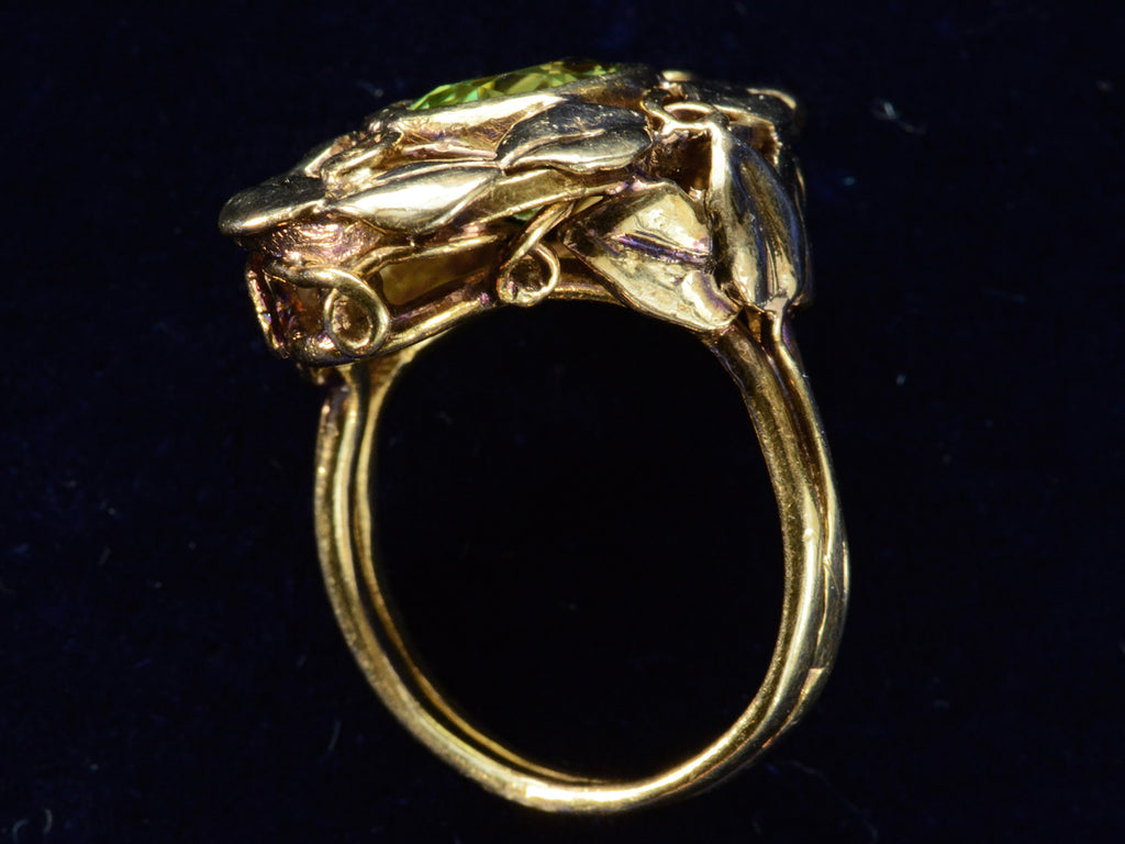 Arts & Crafts Peridot Ring (profile view)