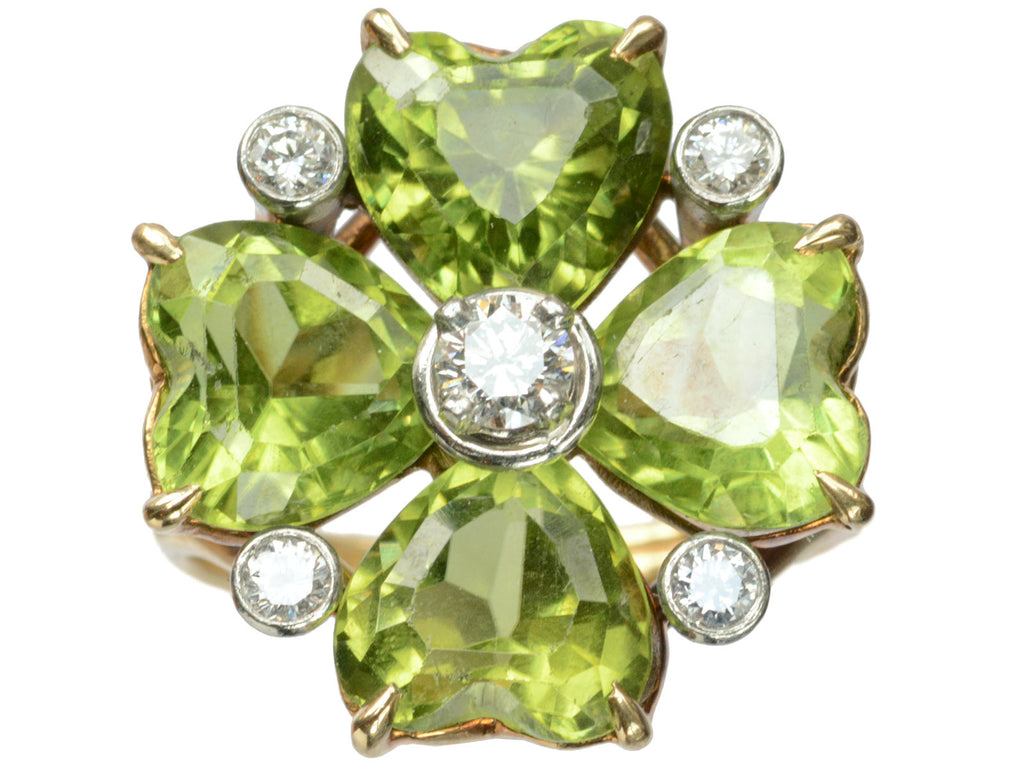1950s Peridot Clover Ring (on white background)