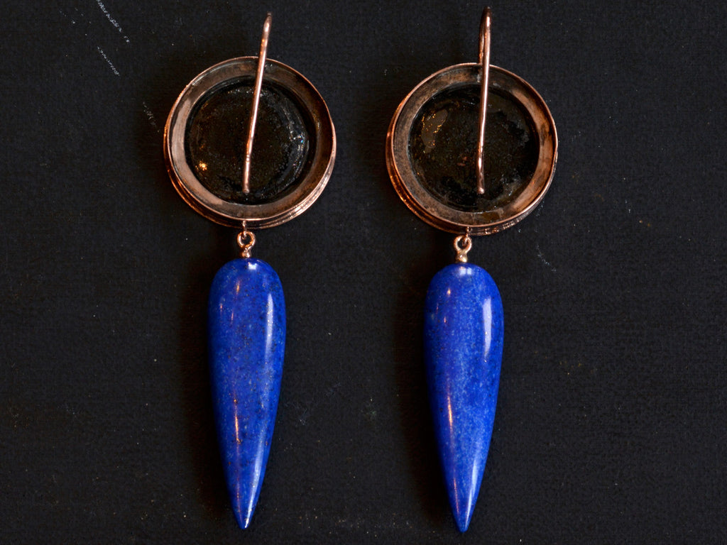 Egyptian Revival Pharaoh Earrings with Lapis Lazuli Drops
