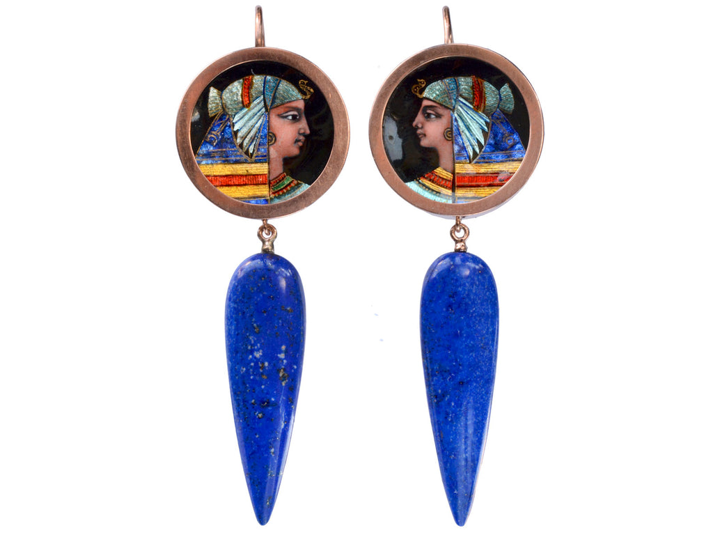 Egyptian Revival Lapis Earrings (on white background)