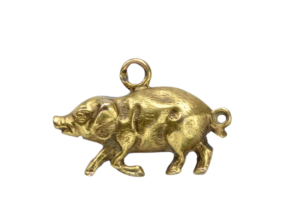 1960s Gold Pig Charm (on white background)